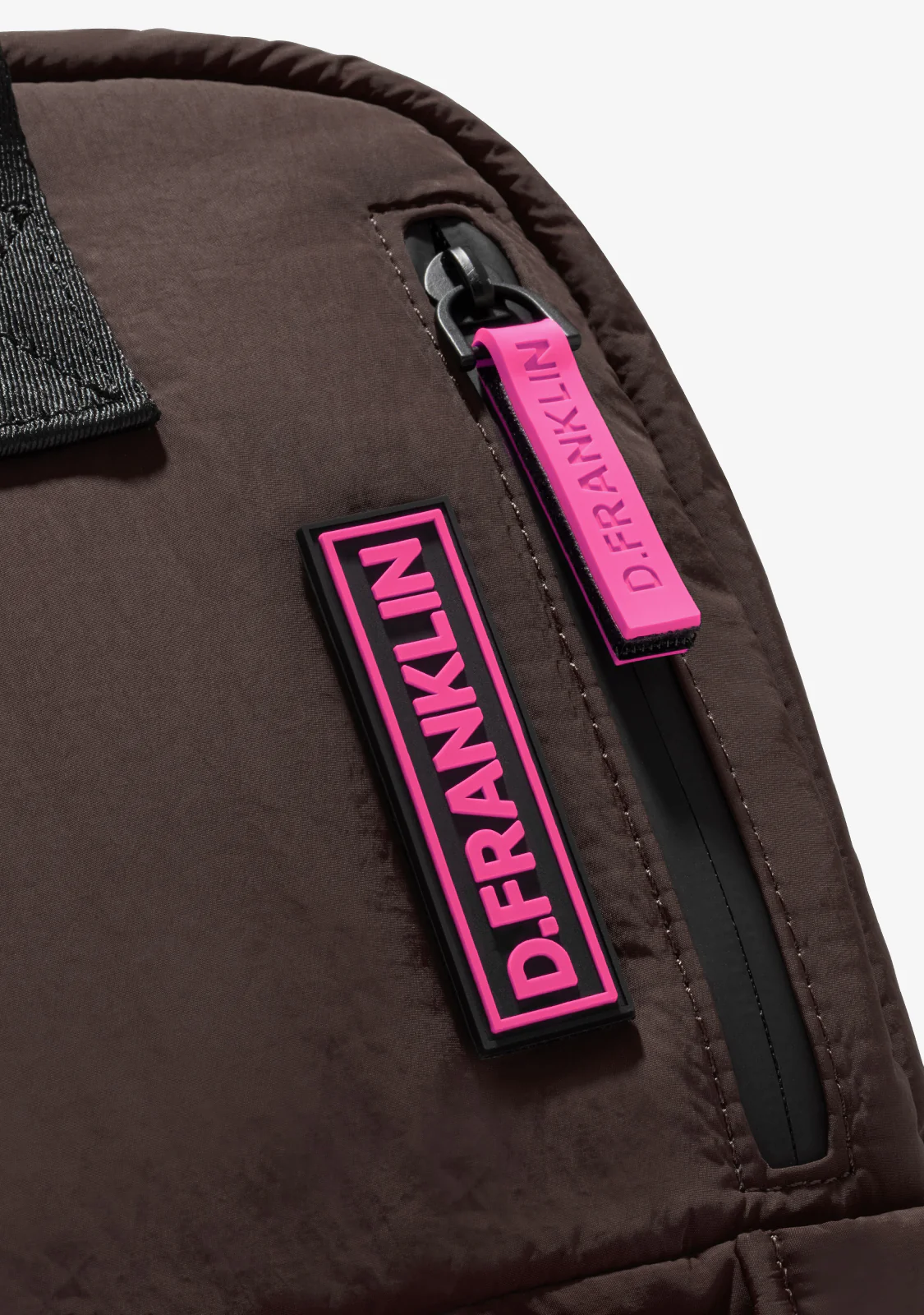 Multi-Pocket Nylon Backpack Brown + Custom Set Fuchsia - Image 3