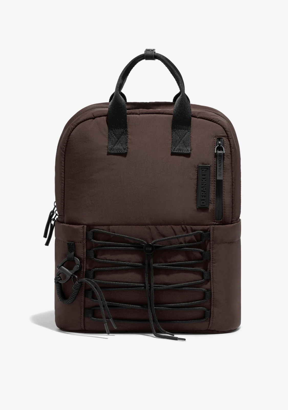 Multi-Pocket Nylon Backpack Brown + Custom Set Fuchsia - Image 8