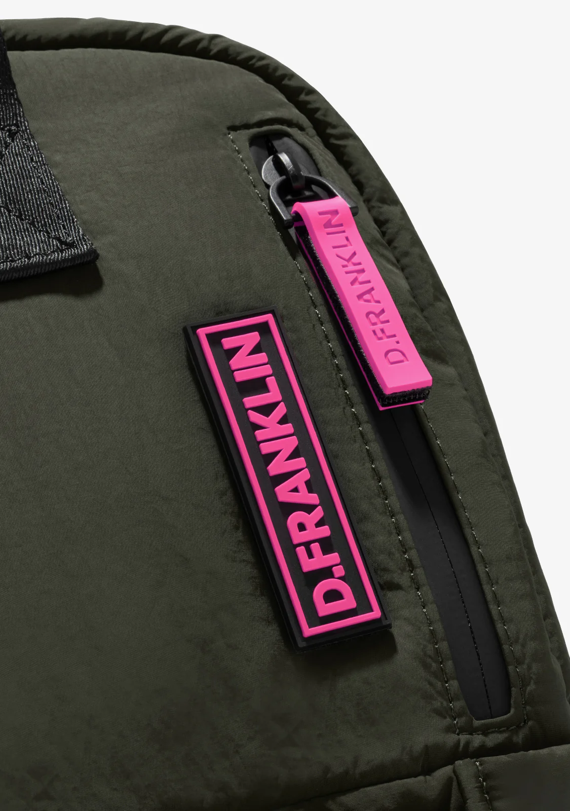Multi-Pocket Nylon Backpack Green + Custom Set Fuchsia - Image 3