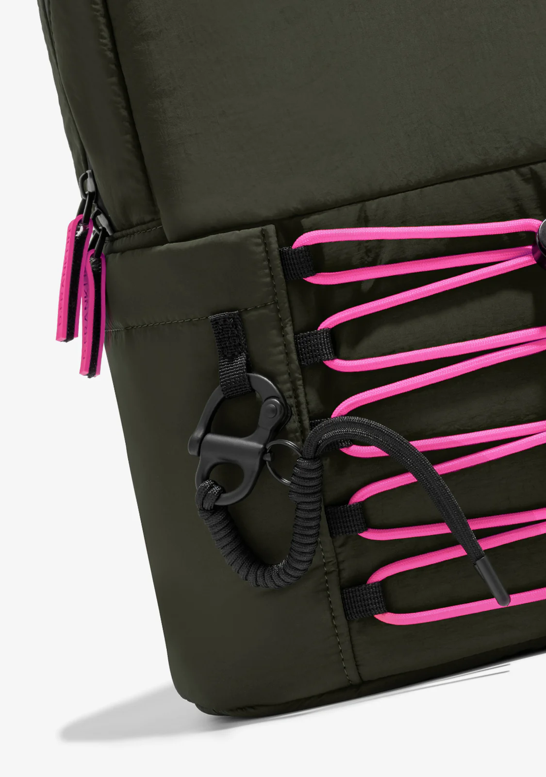 Multi-Pocket Nylon Backpack Green + Custom Set Fuchsia - Image 4