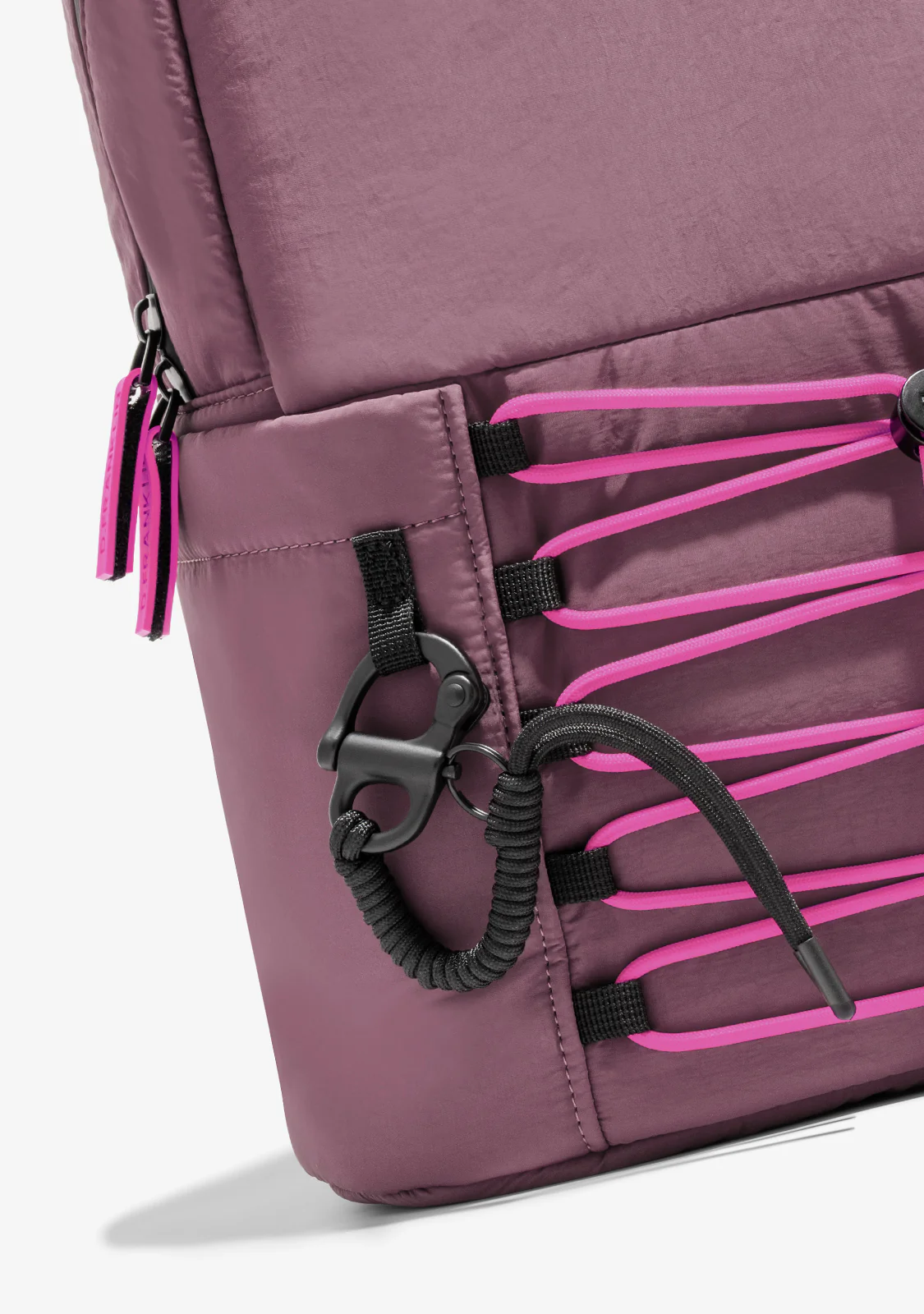 Multi-Pocket Nylon Backpack Pink + Custom Set Fuchsia - Image 4