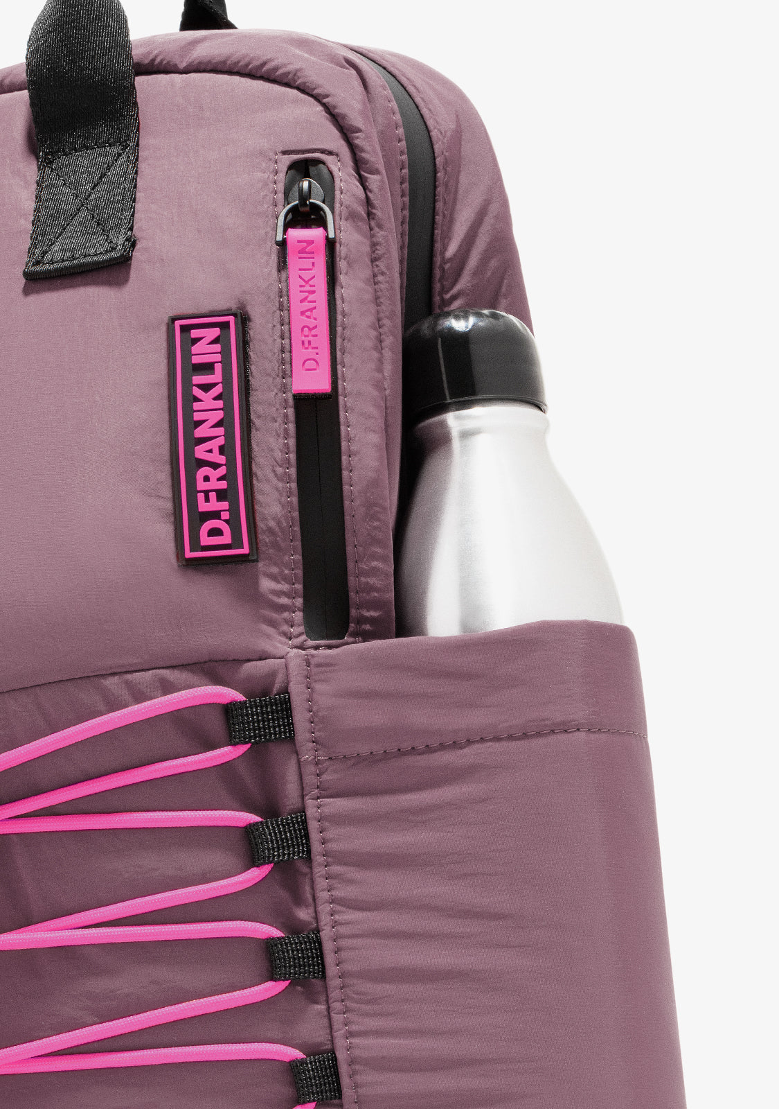 Multi-Pocket Nylon Backpack Pink + Custom Set Fuchsia - Image 6
