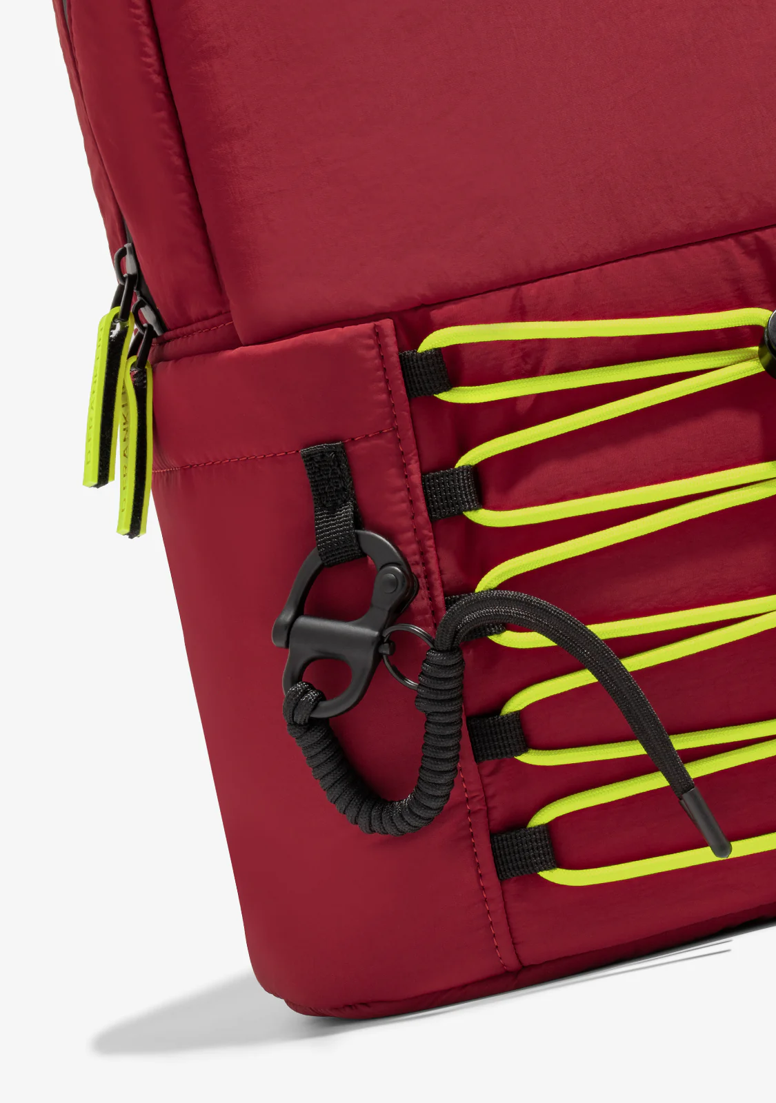 Multi-Pocket Nylon Backpack Red + Custom Set Lime - Image 4