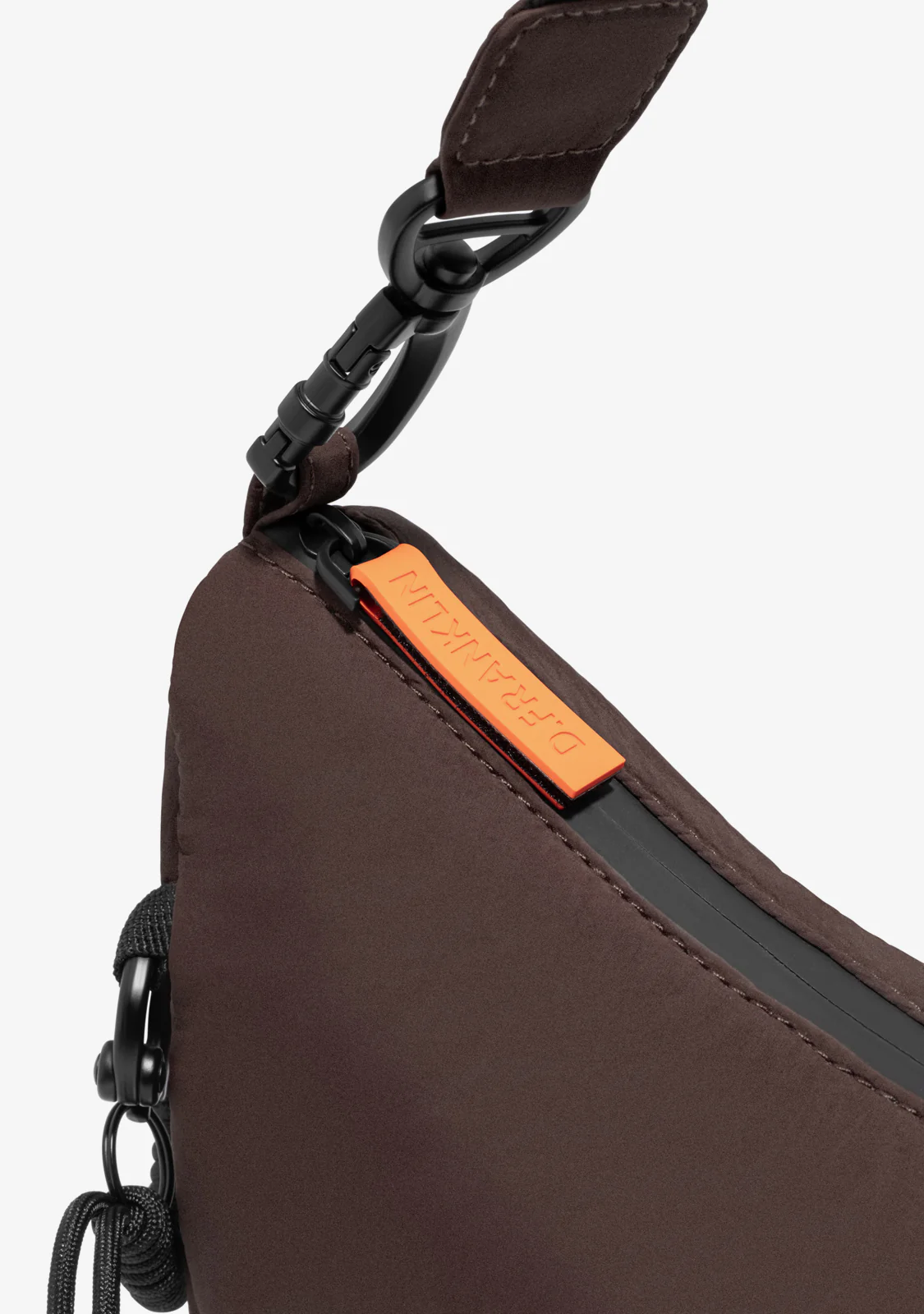 Round Nylon Crossbody Bag Brown + Custom Set Orange - Image 6