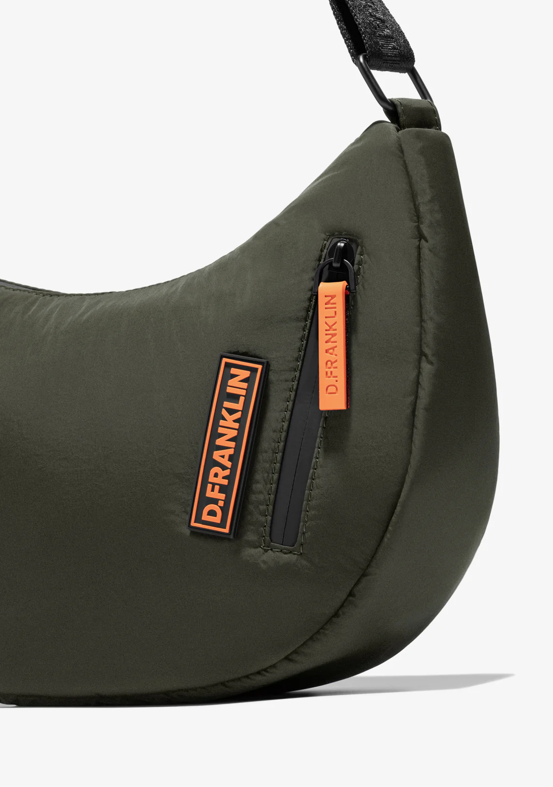 Round Nylon Crossbody Bag Green + Custom Set Orange - Image 3