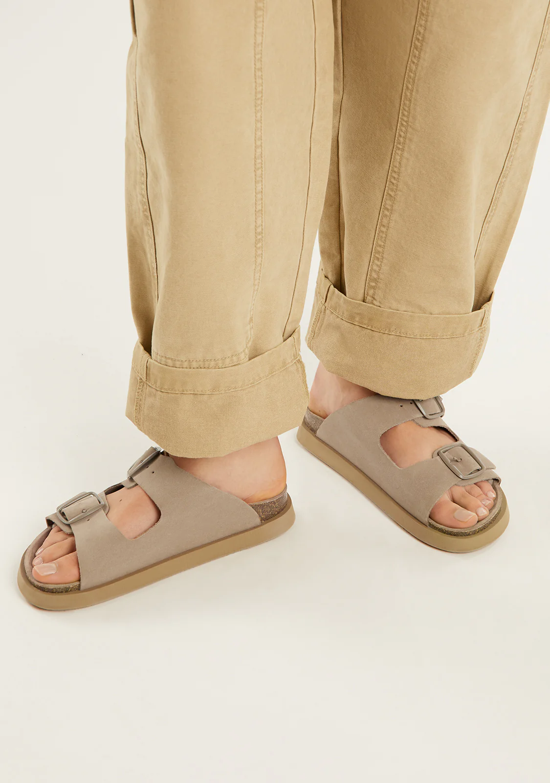 Vibe Sandals Buckle Taupe - Image 5